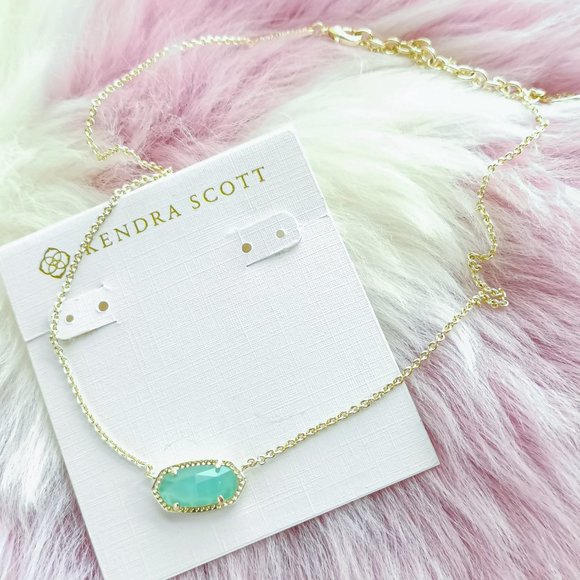 Gold Elisa Chalcedony Glass Pendant Necklace - Picture 2 of 3